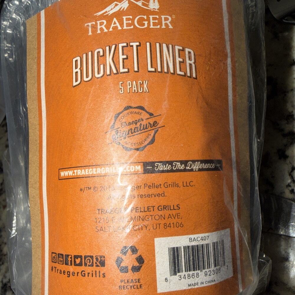 Traeger Aluminum Bucket Liners 2 Pack BAC407 Only 2 Liners New Opened Pack